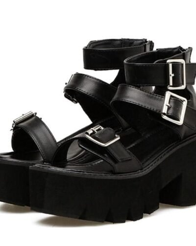 Y2K Triple Buckle Platform Sandals