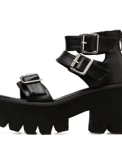 Y2K Triple Buckle Platform Sandals