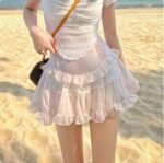 Y2K White Lace Skirt