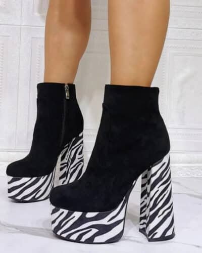 Y2K Zebra Platform Boots